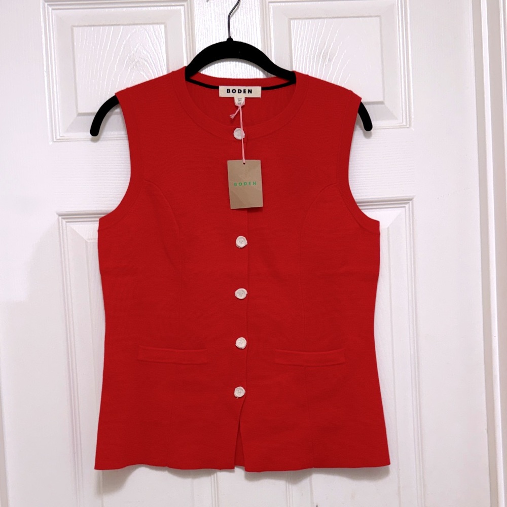 NWT Boden Crew Milano Knit Waistcoat in Poppy Red - Picture 8 of 11